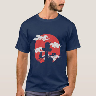 Crimson Moon Warrior - japanische Silhouette Art T-Shirt