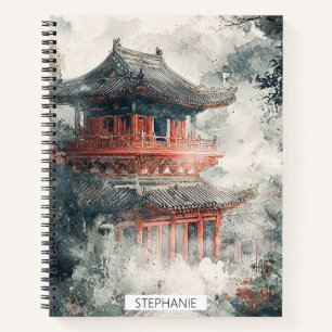 Crimson Mountain Pagode Tuschwaschung (1) Notizblock