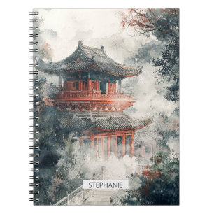 Crimson Mountain Pagode Tuschwaschung (1) Notizblock