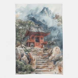 Crimson Mountain Pagode Tuschwaschung (2) Geschirrtuch