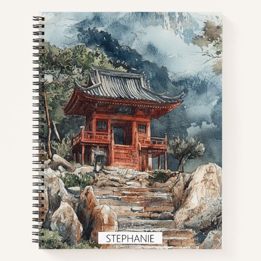 Crimson Mountain Pagode Tuschwaschung (2) Notizblock (Vorderseite)