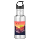 Crimson Mountains Landschaft Edelstahlflasche (Vorderseite)