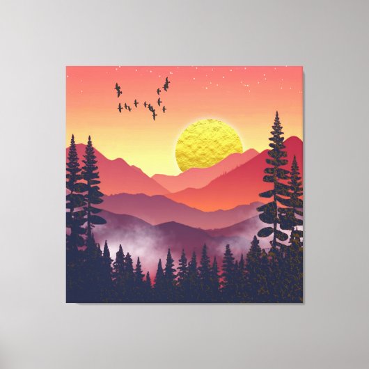 Crimson Mountains Landschaft Leinwanddruck (Vorderseite)