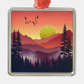Crimson Mountains Landschaft Ornament Aus Metall (Vorne)