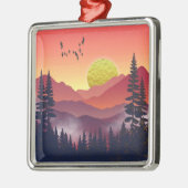 Crimson Mountains Landschaft Ornament Aus Metall (Links)