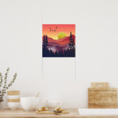 Crimson Mountains Landschaft Poster (Küche)