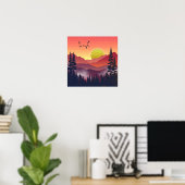 Crimson Mountains Landschaft Poster (Heimbüro)