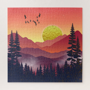 Crimson Mountains Landschaft Puzzle