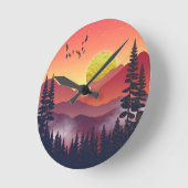 Crimson Mountains Landschaft Runde Wanduhr (Winkel)
