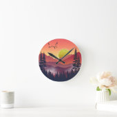Crimson Mountains Landschaft Runde Wanduhr (Zuhause)