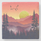 Crimson Mountains Landschaft Steinuntersetzer (Vorderseite)