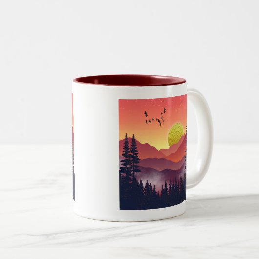 Crimson Mountains Landschaft Zweifarbige Tasse (VorderseiteRechts)