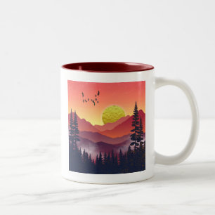 Crimson Mountains Landschaft Zweifarbige Tasse