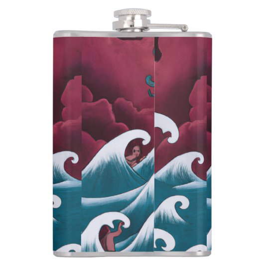 Crimson Neptune Ölgemälde Flachmann (Rückseite)