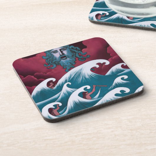 Crimson Neptune Ölgemälde Getränkeuntersetzer (Linke Seite)