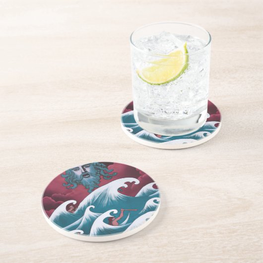 Crimson Neptune Ölgemälde Getränkeuntersetzer (Seite)