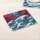 Crimson Neptune Ölgemälde Rechteckiger Pappuntersetzer (angewinkelt)