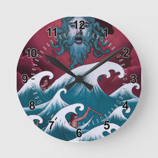 Crimson Neptune Ölgemälde Runde Wanduhr (Vorderseite)