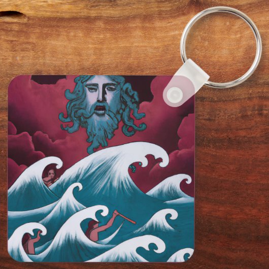 Crimson Neptune Ölgemälde Schlüsselanhänger (Rückseite)