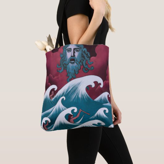 Crimson Neptune Ölgemälde Tasche (Von Nahem)