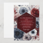 Crimson Nocturne Bloom Hochzeit Einladung (Vorne/Hinten)