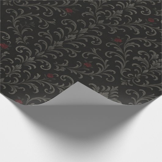 Crimson Nocturne Bloom Viktorianisch Geschenkpapier (Ecke)
