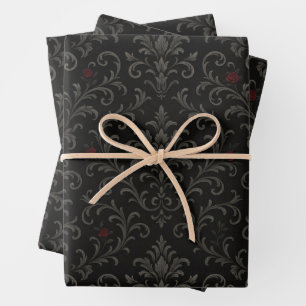 Crimson Nocturne Bloom Viktorianisch Geschenkpapier Set