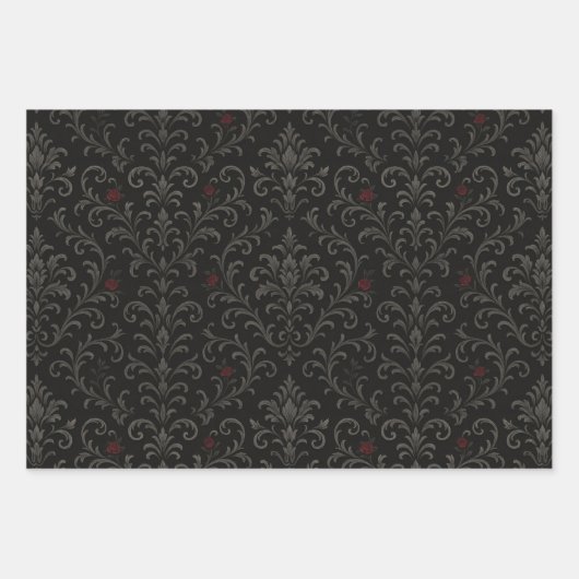 Crimson Nocturne Bloom Viktorianisch Geschenkpapier Set (Vorderseite)