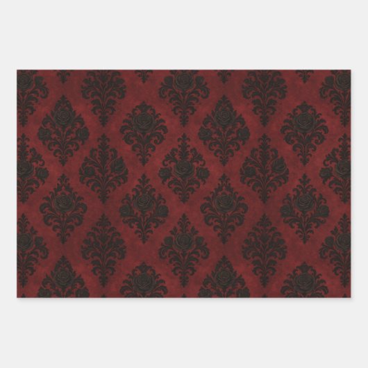 Crimson Nocturne Bloom Viktorianisch Geschenkpapier Set (Vorderseite)