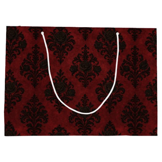 Crimson Nocturne Bloom Viktorianisch Große Geschenktüte (Rückseite)