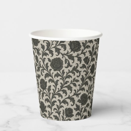 Crimson Nocturne Bloom Viktorianisch Pappbecher (Rückseite)