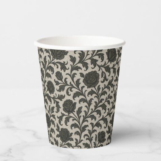 Crimson Nocturne Bloom Viktorianisch Pappbecher (Vorderseite)