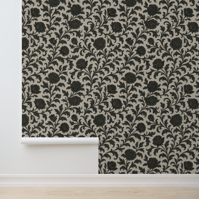 Crimson Nocturne Bloom Viktorianisch Tapete (Anwendung)