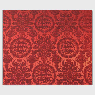 Crimson Noel Damask Wrapping Paper Geschenkpapier