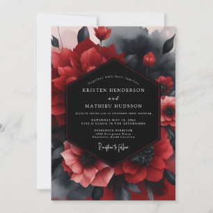 Crimson Noir Bloom Hochzeit Einladung