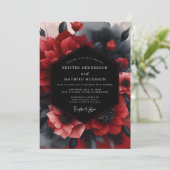 Crimson Noir Bloom Hochzeit Einladung (Stehend Vorderseite)