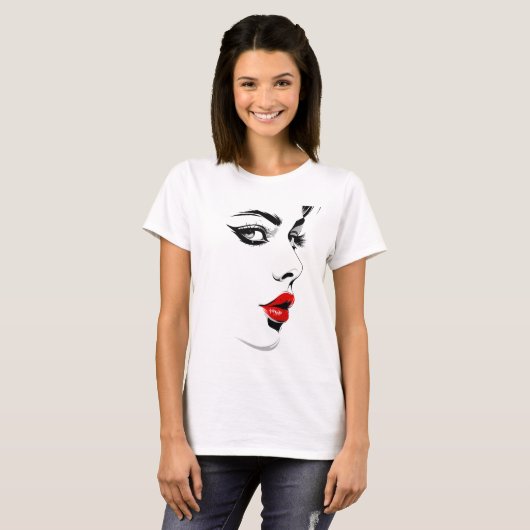 Crimson Noir Lip Portrait T-Shirt (Vorne ganz)