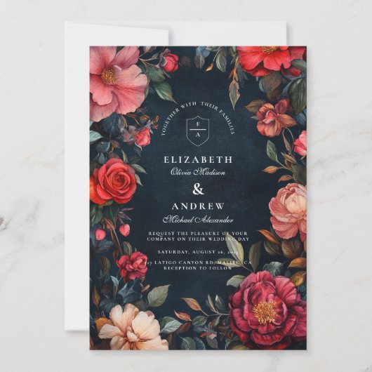 Crimson Noir Wedding Einladung (Vorderseite)