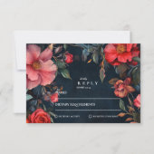 Crimson Noir Wedding RSVP Karte (Vorderseite)
