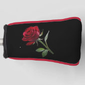Crimson on Ebony: Die Single-Rote Rose, Golf Headcover (Vorderseite)