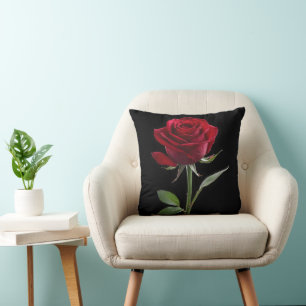 Crimson on Ebony: Die Single-Rote Rose, Kissen