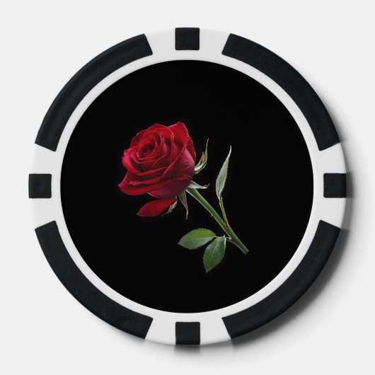 Crimson on Ebony: Die Single-Rote Rose, Pokerchips (Vorderseite)