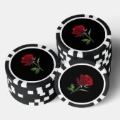 Crimson on Ebony: Die Single-Rote Rose, Pokerchips (Stapel)