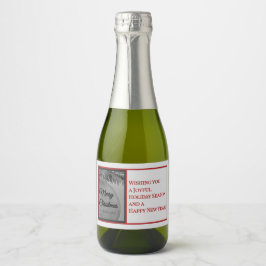 Crimson Ornament Christmas – Elegant Holiday Schaumweinetikett