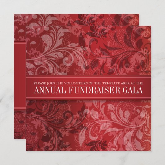 Crimson Paisley Swirl Event Einladung (Vorne/Hinten)