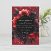 Crimson Passionate Flora Wedding Einladung (Stehend Vorderseite)