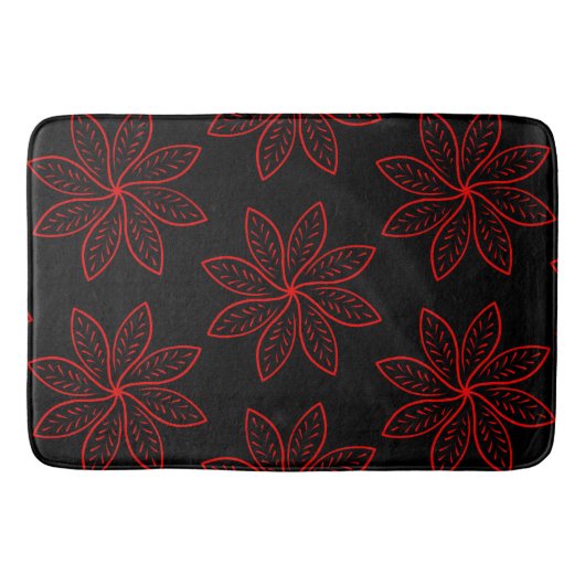 Crimson Pattern auf schwarz Badematte (Vorderseite)