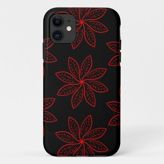 Crimson Pattern auf schwarz Case-Mate iPhone Hülle (Rückseite)