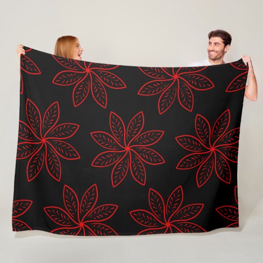 Crimson Pattern auf schwarz Fleecedecke (Beispiel)