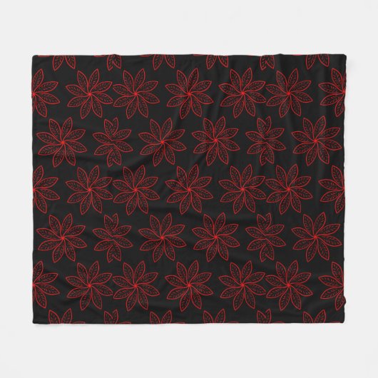 Crimson Pattern auf schwarz Fleecedecke (Vorderseite (Horizontal))